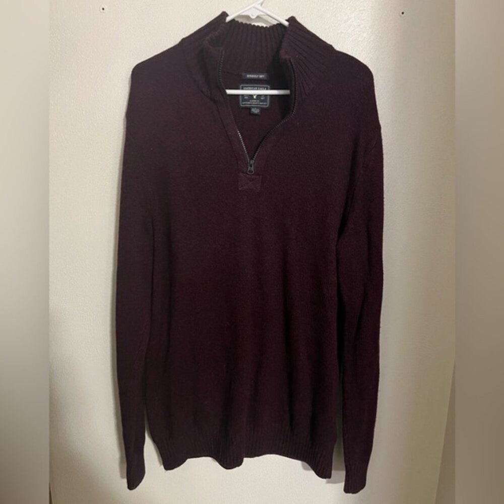 AMERICAN EAGLE Seriously Soft Knit 1/4 Zip Sweater Men's Size L Tall